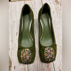 Embellished Green Women's Shoes